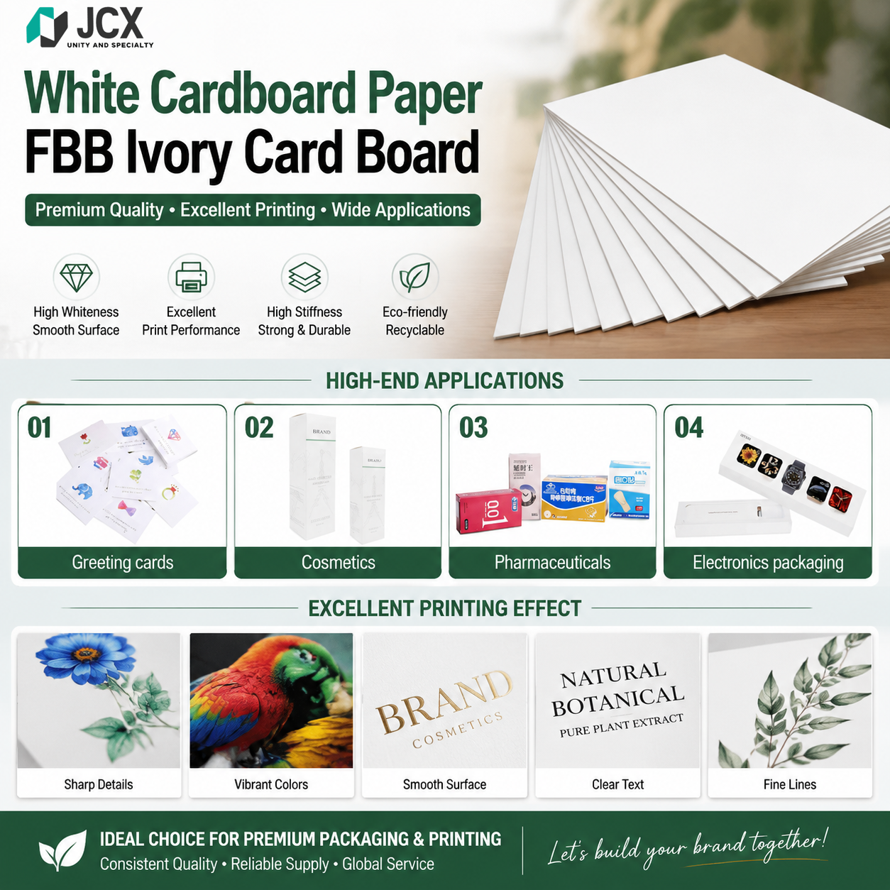 White Cardboard Paper (FBB Ivory Board) for Luxury Packaging & Printing